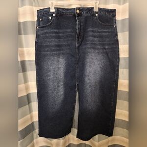 20W Indigo Thread,Dark Wash,Jean Pencil Skirt,Front Slit,Pockets,Boho,Western